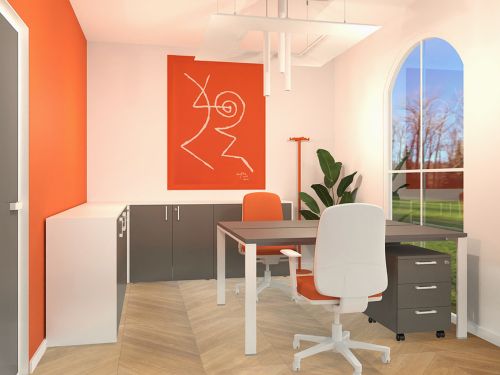 Ufficio piccolo arredato in stile minimalista