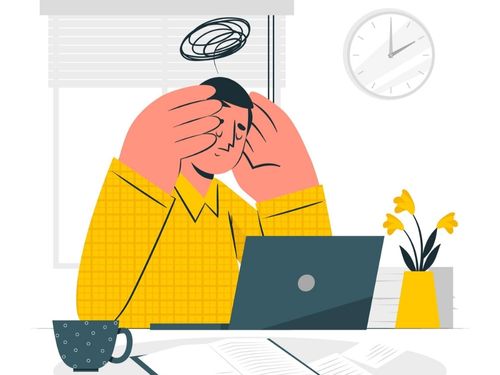 Impiegato stressato per il troppo lavoro